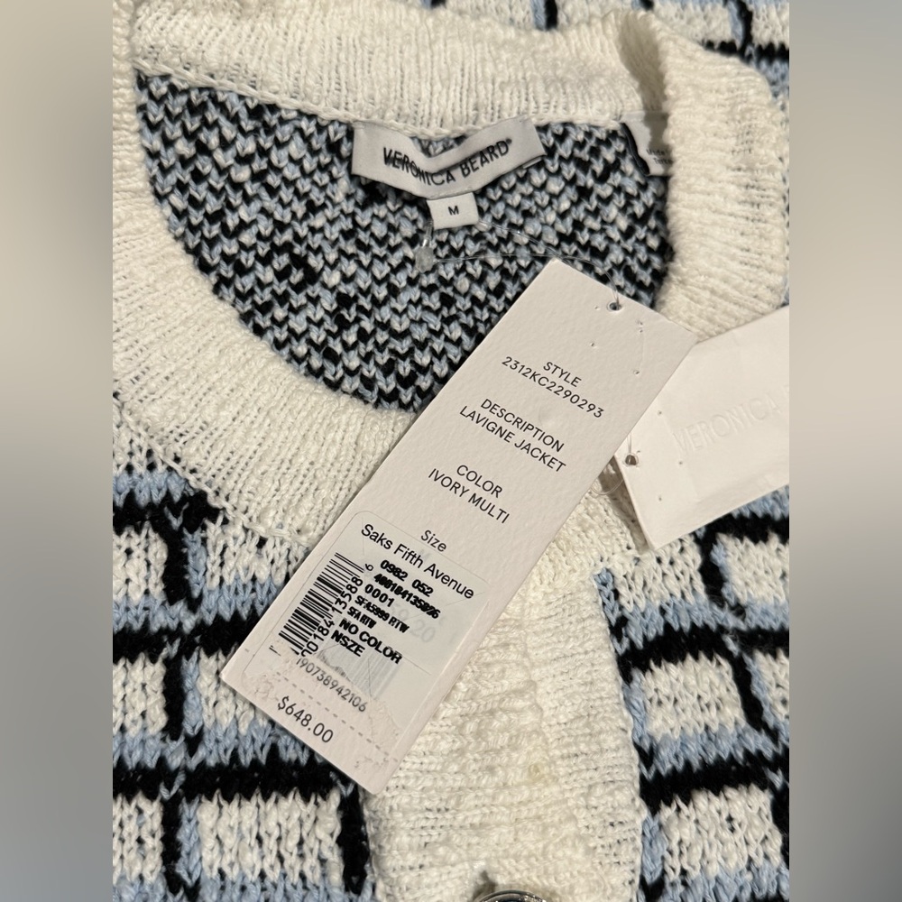$648 VERONICA BEARD
Lavigne Tweed Knit Jacket size M - Picture 10 of 11